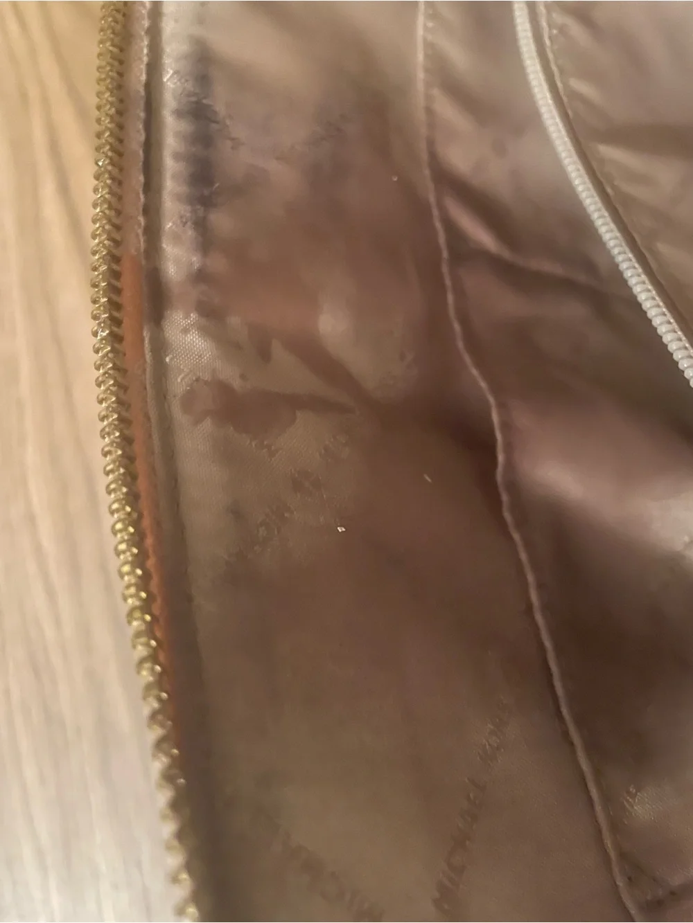 MICHAEL KORS Pale Pink Saffiano Leather Satchel with Gold Hardware